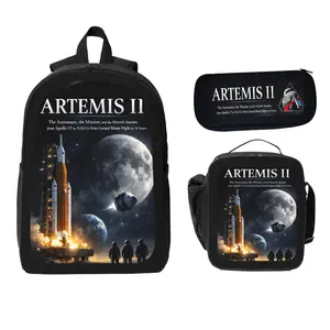 3PCS NASA Artemis II Space School Backpack Set for Boys Girls Space Theme Backpack with Lunch Box Pencil Pouch Viral TikTok Backpack Trending Aesthetic Lightweight Durable Student Bookbag Travel Everyday Gift