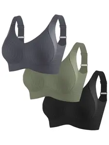 Women's Seamless Wireless Sports Bra Set, Comfortable Support, Anti-Sagging Full Coverage, Breathable Non-Wired, Nylon Elastane Blend