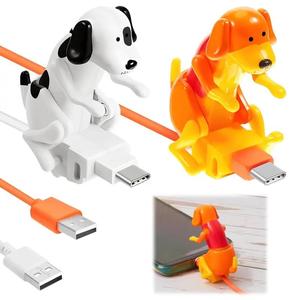 Father's Day Gift Idea, Funny Dog Charging Cable for Smartphones USB Data Transmission Mini Graduation Season Gift Compatible with Type-C iPhone Super Fast Charger TPE Material 1.2m Length White Orange - Cellphone
