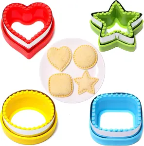Sandwich Cutter and Sealer,Set of 4 Bread Sandwich Decruster Pancake Maker DIY Cookie Cutters for Kids Bento Box,Round Heart Star Square Shapes Sandwich Decruster Press Mold