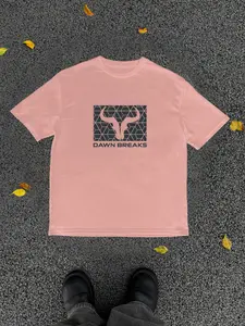 Men's Bull Head & Letter Print Round Neck Tee, Regular Fit Trendy Casual Graphic Short Sleeve T-Shirt for Daily Wear, Men's Summer Outfit