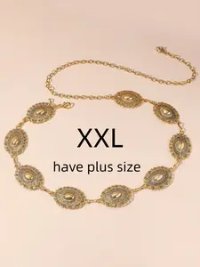 Women's Vintage Oval Pendant Body Chain Belt, Boho Style Waist Chain for Jeans Dresses Bikinis, All Seasons Accessory