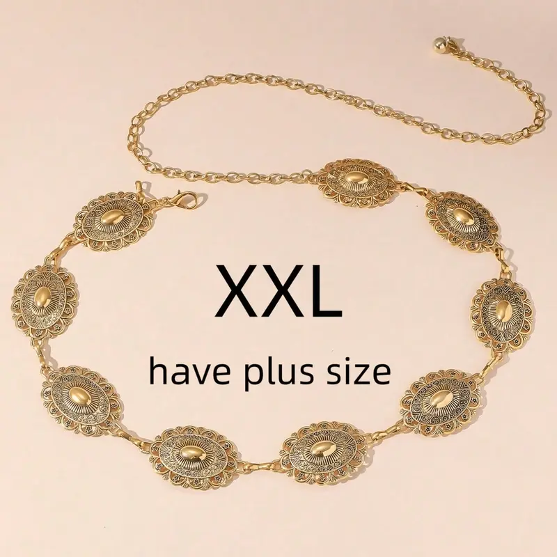 【Black Friday】Women's Vintage Oval Pendant Body Chain Belt, Boho Style Adjustable Waist Chain for Jeans, Dresses & Bikinis, All-Season Accessory