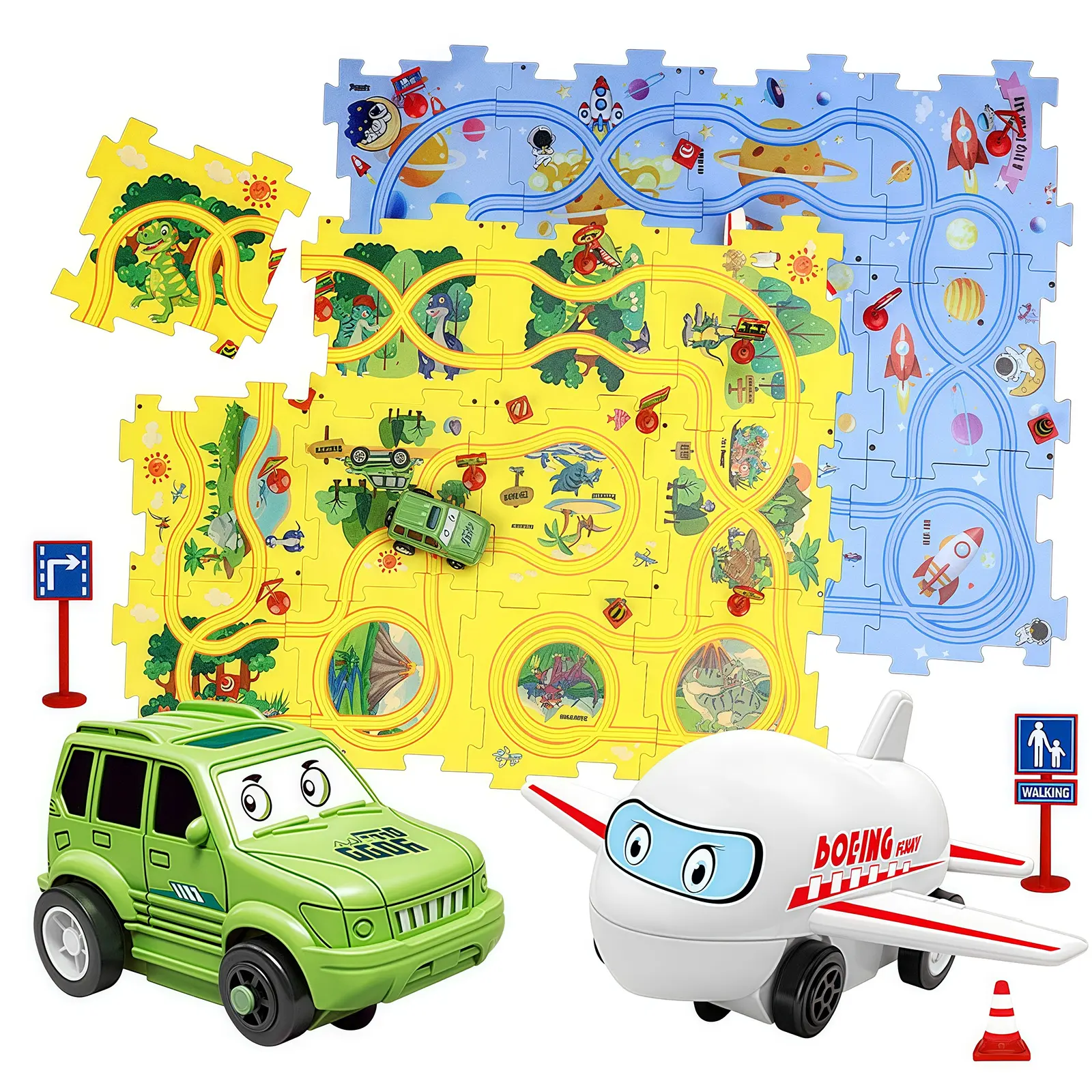 Unisex 25-PCS DIY Puzzle Track Car Set, Classic Novelty Toy for Children’s Imagination Development, Holiday & Birthday Gift