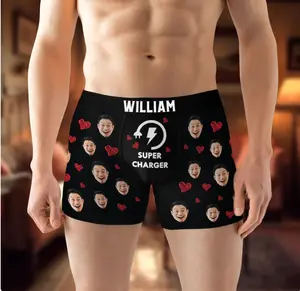 Personalized Gift For Men boxer Briefs Super Charger Custom Photo Men boxer Briefs- Funny Couple boxer- Funny Gift For Father, Husband, Boyfriend - Personalized Men's boxer Briefs ethika boxers Fabric Menswear