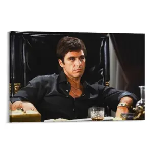 Scarface Tony Montana Frameless Canvas Painting Print Poster,  Perfect Gift for film Fans, Ideal Wall Decoration for Bedroom, Living Room, Kitchen, Dorm Hallway, Modern Wall Art