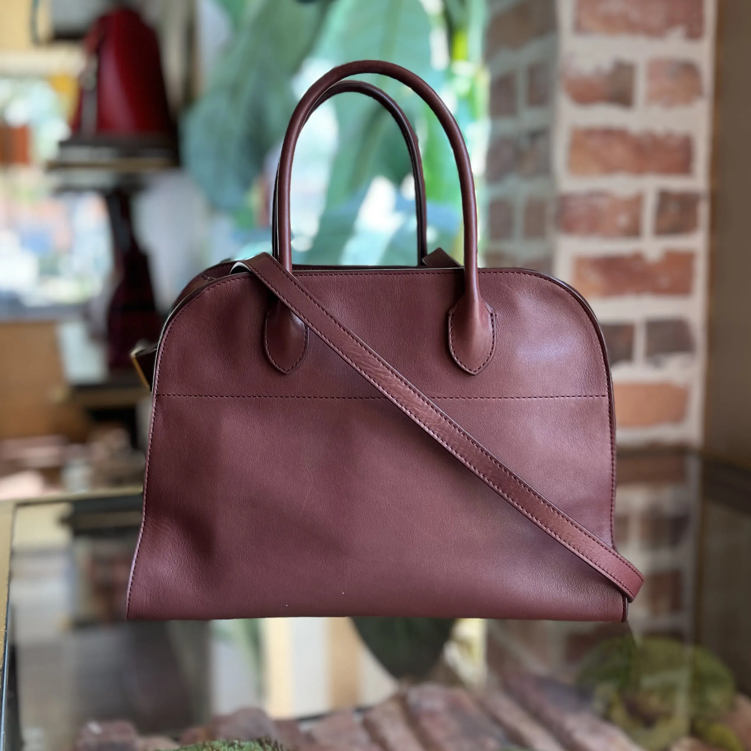 Pre-owned THE ROW leather Crossbody Bags Margaux 12 Brown Calfskin Tote Bag