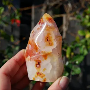 3.25in 194g Orbicular Carnelian Crystal Flame Tower, Madagascar