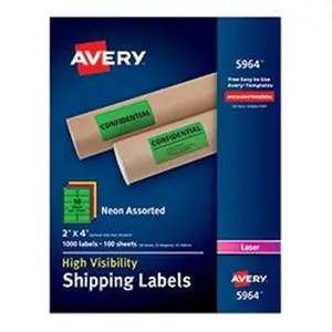 Avery-Dennison  2 X 4 In. High-Visibility Shipping Label- Assorted- Box Of 1000