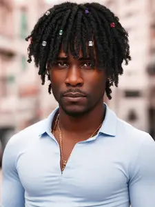 Men's African Curly Dreads Wig Block, Dreadlock Wig, Short Curled Heat Resistant Synthetic Fiber Hair Extension, Fashionable Wig for Role Play and Daily Wear