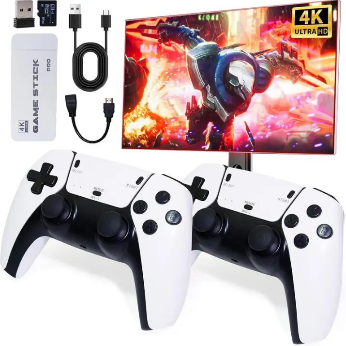 A new generation of retro game consoles, HDMI output, plug-and-play wireless controller. Compatible with TVs and monitors, and video game handheld consoles, perfect for home gaming. halloween christmas new year gift hdtv cable Console with 4K Emulators