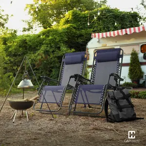 CAPHAUS Set of 2 Zero Gravity Chair, Zero Gravity Recliner, Zero Gravity Lounge Chair, Anti-Gravity Chair for Indoor & Outdoor, Folding Reclining Chair w/Side Tray, Adjustable Pillow, 3 Colors