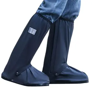 Waterproof Leg Shoe Covers Double-Layer Rain Boots with Anti-Slip Tape & Smooth Zipper for Hiking Cycling Work Gear
