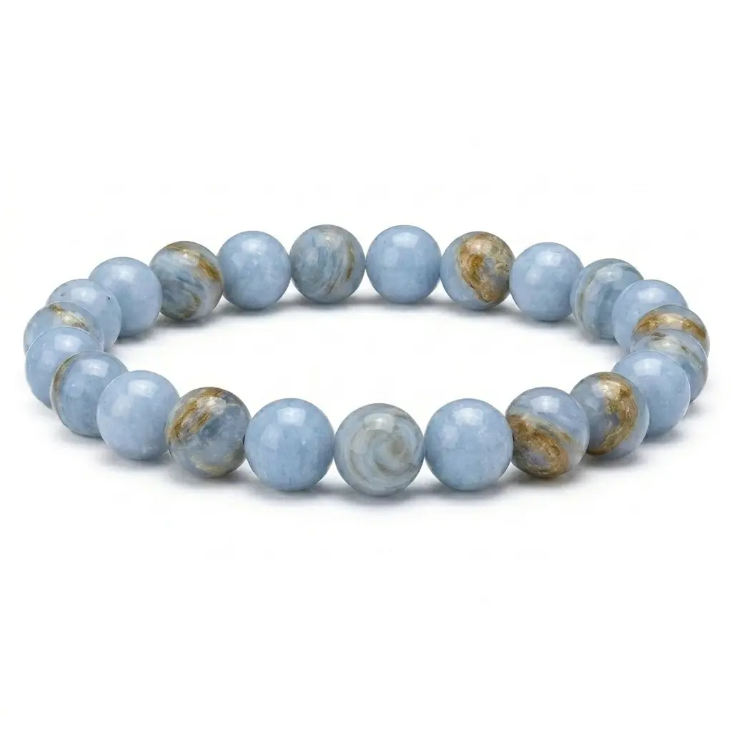 8mm Angelite Bracelet — Crystal Bead Bracelet for Communication &amp; Calm