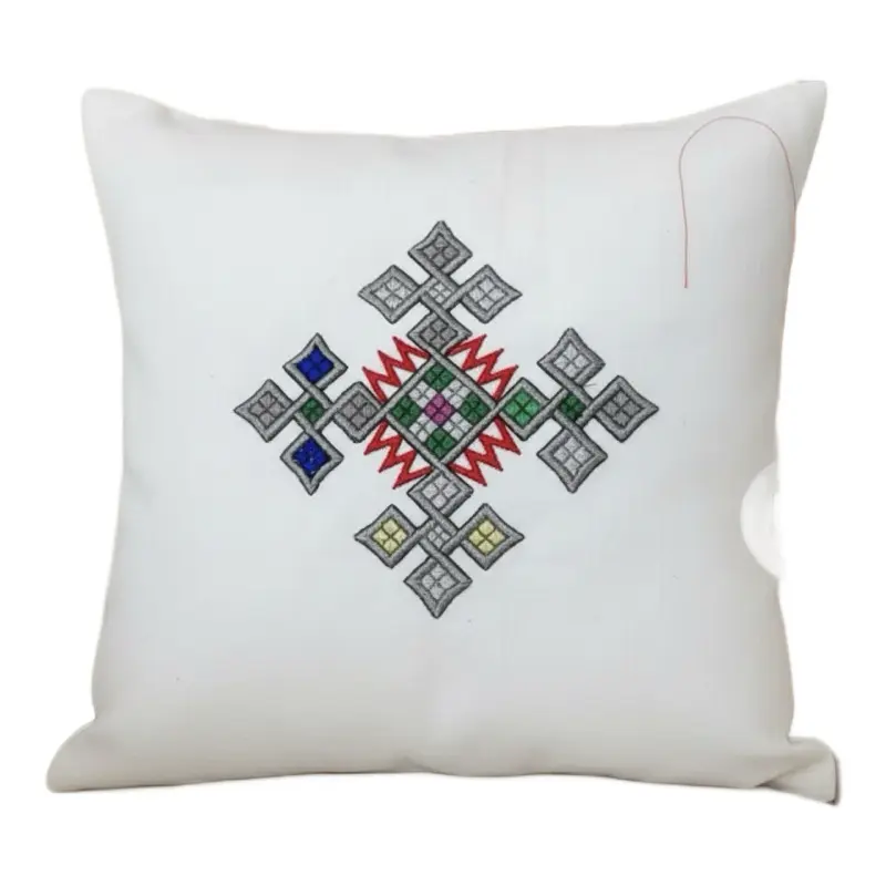 Carlton Pillowcase Embroidery with Colorful Geometric Design for Home Decor