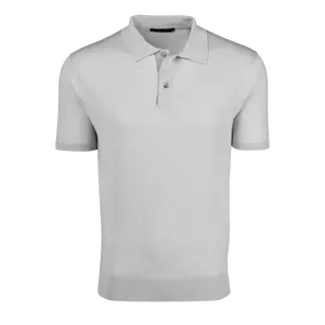 Napeague Short Sleeve Sweater Polo - Light Grey Heather | Greyson Clothiers