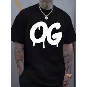 Men's Big & Tall Plus Size Vintage OG Logo Graphic T-Shirt, Lightweight Breathable Crew Neck Retro Print Tee, Casual Attire for Gym Travel, Ideal Christmas Black Friday Gift