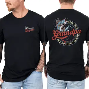 Reel Cool Grandpa Fishing Retro Shirt, Fishing Gift For Grandpa, Fishing Grandpa Funny Hoodie, Father's Day Gift For Papa, Grandfather Fisherman Tee, Unisex Regular Fit Crewneck Tee, Classic Streetwear