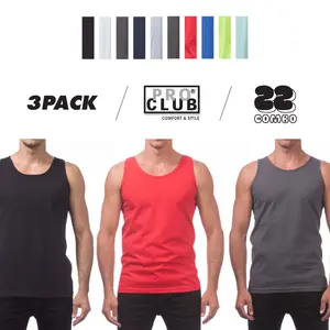 3 Pack PROCLUB Men's Comfort Tank Top PRO CLUB Lightweight Sleeveless T Shirt Casual Hip Hop Cotton Tee Gym Workout Outdoor Big (S to 5XL)