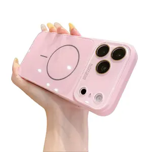 High-End Dopamine Candy Color Magnetic Crystal Glass Smartphone Case with Lens Film - Anti-Drop Full Protection Cover for IP 17 Pro Max, 16 Pro, 15, 14, 13 | Cellphone, Handheld Devices Accessories