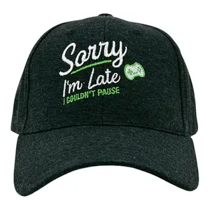 Sorry Im Late I Couldnt Pause Hat Funny Sarcastic Video Game Graphic Novelty Cap Funny Hats Funny Gamer  Novelty Caps for Men Black - Standard
