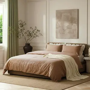 Netbors 100% Pure Linen Duvet Cover Set (1 Duvet Cover,2 Pillowcases) Soft and Breathable for All Season Suitable for Hot Sleepers