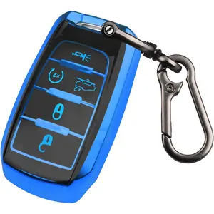 for Dodge Key Fob Cover, Fits for Dodge RAM 1500 2500 3500 4-5 Buttons 2019 2020 2021 2022 2023 TPU Key Fob Case with Keychain, Remote Accessories Key Fob Protection (Silver-Black)