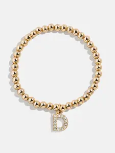 Gold/Pavé Dangle Charm Initial Pisa Bracelet  - D