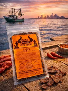 Brent’s Beef Jerky – Cajun Flavor Smoked Beef Jerky 2.5 oz and 8.0 oz