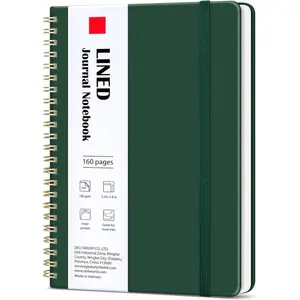 Dark GreenLined Spiral Journal Notebook, 160 Pages, A5 (5.5"x8") Hardcover Writing Notebook, College Ruled Spiral Bound Journal for Women & Men -  for Work, School, Office & Note Taking
