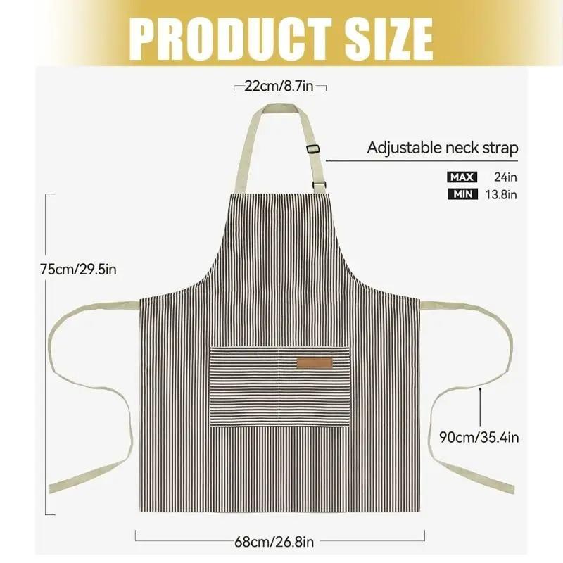 White Black Striped Man Woman Home Restaurant Kitchen Baking Nail Bib Oil Repellent Work Apron Adjustable