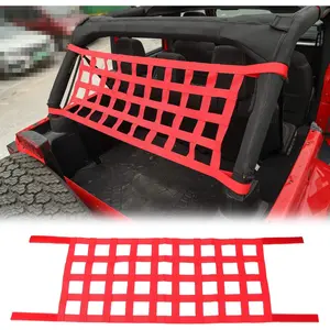 Mesh Roof Cargo Net Roof Hammock Exterior Accessories Compatible with Jeep Wrangler 1987-2023 YJ TJ LJ JK JKU JL JLU JT, Red