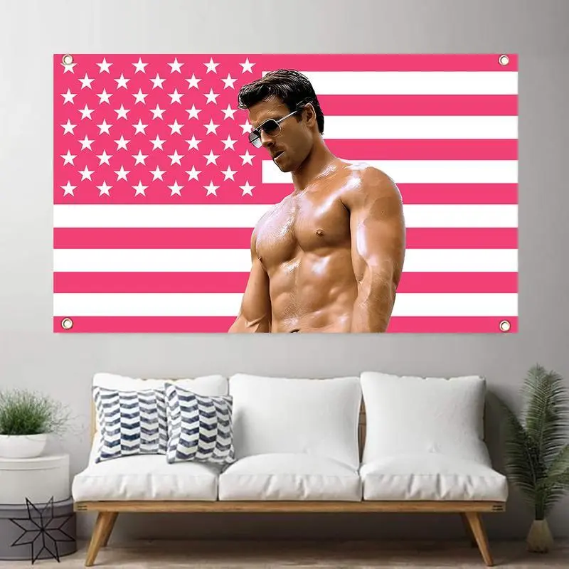 Glen  Tapestry Funny Powell Flag 3x5ft for College Dorm Cave Bedroom Living Room Office Party Decoration Goods Fans Gift Hanging Velvet Decorative Light Peach