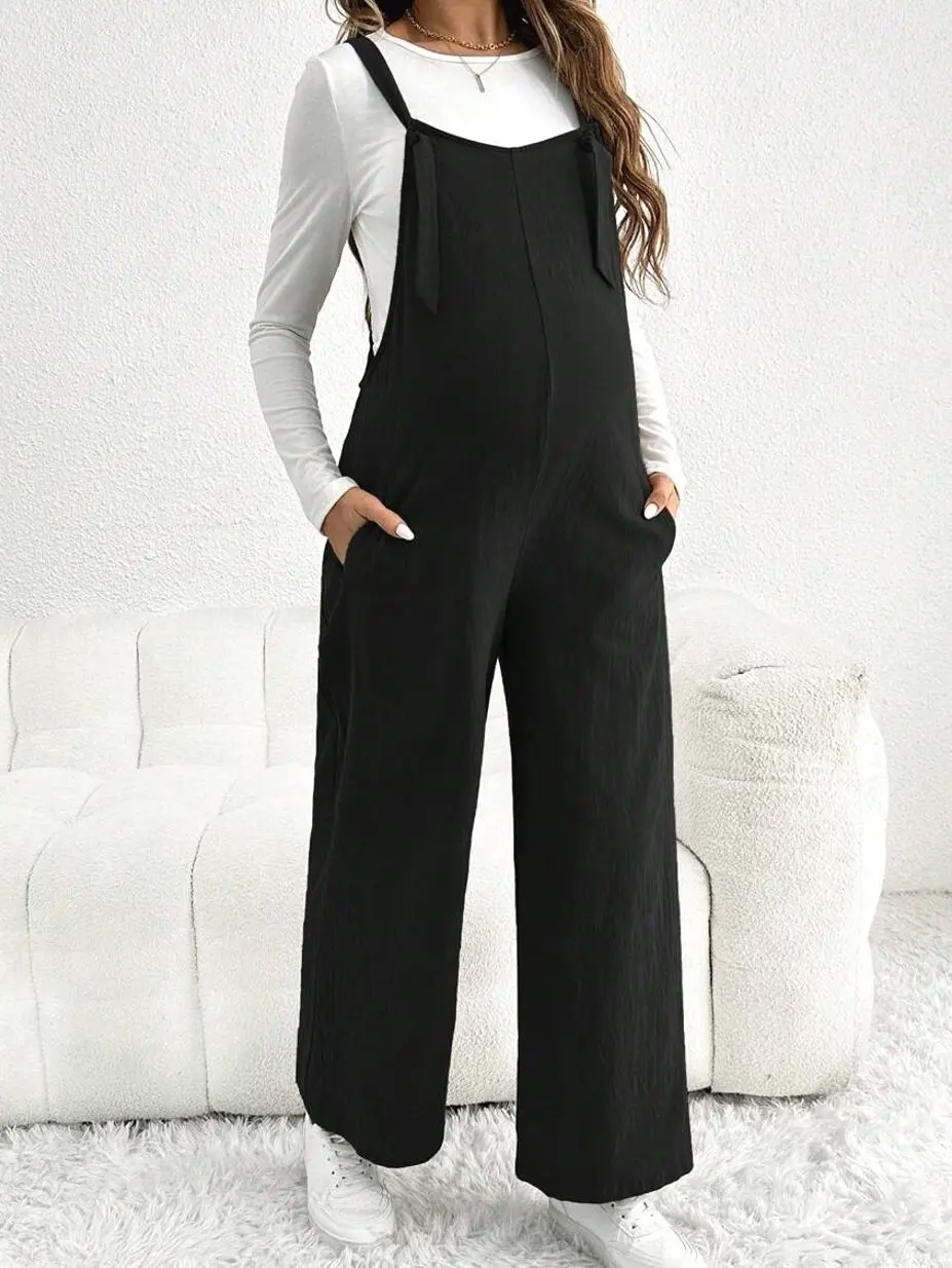 Maternity Loose Jumpsuit, Adjustable Strap Romper for Comfortable Fall Pregnancy Clothing
