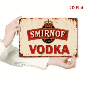 2D Flat - Vintage Smirnoff Vodka Metal Sign - Rustic Tin Wall Art with Crown & Red Enamel Text, Durable 2D Flat Design for Home, Office, Bar, Cafe Decor - Ideal Gift for Liquor Enthusiasts, Bar Wall Decor, Vintage Plaque Decor | Metal Wall Art Decor
