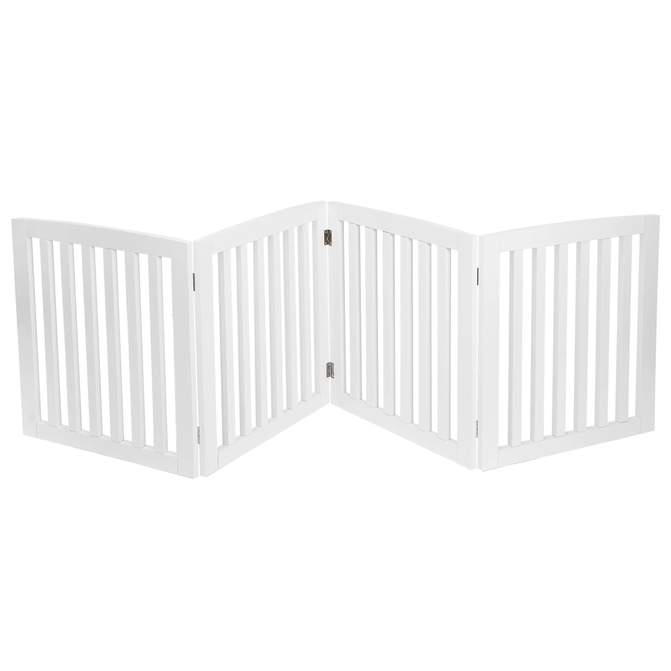 SUPERDEAL 4-Panel Solid MDF Wood Foldable Pet Gate - Lightweight Strong Frame Freestanding Puppy-Proof Playpen, 82x24x0.7in, 22.1lbs, No Assemble with 8 Protectors, Easy Setup for Entryway, White