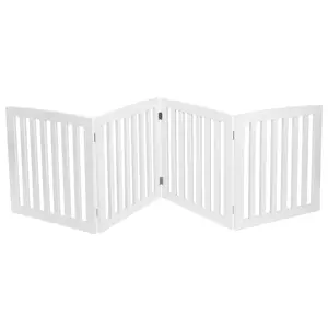 SUPERDEAL 4 Panels Foldable Pet Gate Entryway Dog Fence MDF Frame with 8 Protectors, White
