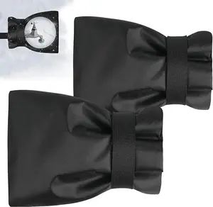 Outdoor Faucet Covers for Winter Freeze Protection, Upgraded Thicken 8.5" H x 6.1" W Outside Garden Faucet Socks for Winter Waterproof Reusable Hose Bibs Insulated Spigot Cover, 2 Pack Black