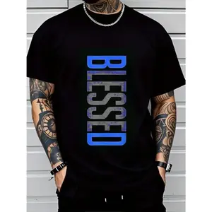 Men's Plus Size Casual Crew Neck T-Shirt - Geometric-Pattern, Smooth Cotton Knit Fabric, Medium Stretch - Short Sleeve Tee for Leisure & Everyday Wear |   Breathable Comfort Fit |   Machine Washable Crewneck Classic  Streetwear Soft