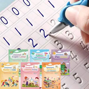 Magical Handwriting Workbooks Handwriting Practice Copybook, Handwriting Aid Magic Pen  Copybook Grooves Template Design for  Books Suitable for 's Learning (6)