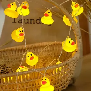 150cm/59.06in 10 LED Yellow Duck Decorative LED String Lights with Squeeze Sound Squeaky， used for Holiday Wall Window Tree Decorative Party Yard Garden Living Dorm