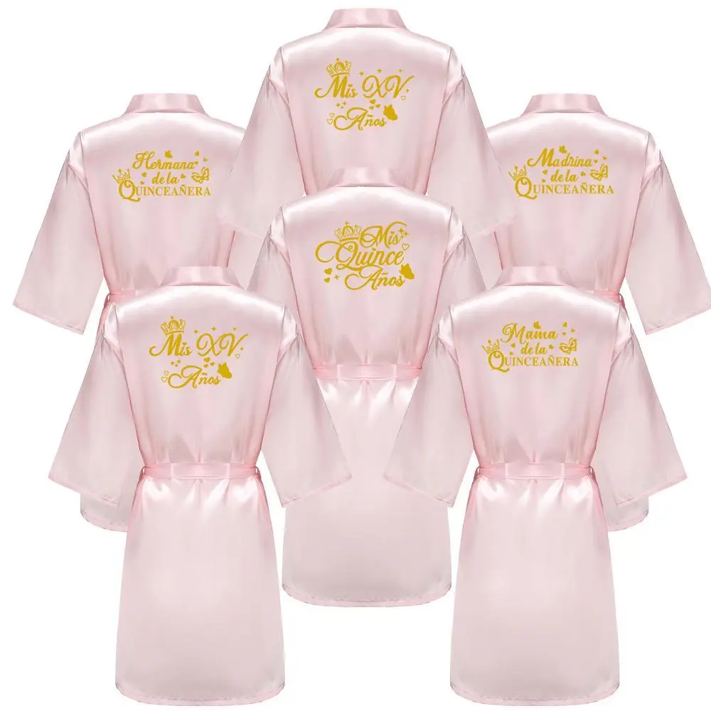 Mis Quince Años Quinceañera Robe Birthday Party Bathrobe Elegant Girls Celebration Gown for 15th Anniversary Ceremony