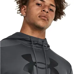 Under Armour men’s armor fleece Big logo hoodie pitch gray size large