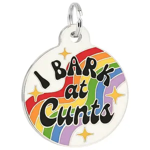 I Bark At C*nts - Pet ID Tag - Personalized Engraved Dog Tag