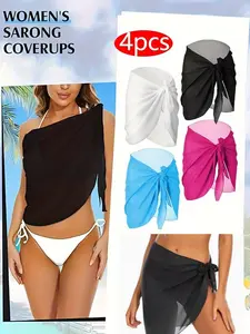 4pcs Women's Sexy Wrap Skirt - Swimsuit Wrap Skirt, Beach Bikini, Bottom Cover up Short Skirt - Versatile for Poolside & Evening Outfits, Poolside Coverup, Twist Knot Detail, mini gifts home accessories