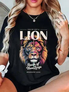 100% Cotton Let Your Lion Out Brandon Lake Merch Praise Jesus T-Shirt Christ Christian Tops