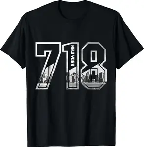 100% Cotton New York City 718 Area Code Pride NY Brooklyn Queens Vintage T-Shirt