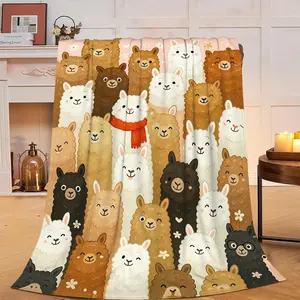 Alpaca Blanket Cute Llama Alpaca Throw Blanket Soft Cozy Flannel Fuzzy Plush Warm Stuff Bedding Nursery Toddler Baby Blankets Gifts for Boys Girls Kids Adult Men Women