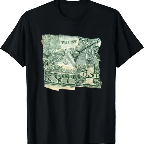 Men's Cotton "Trust No 1 Dollar" Print Short-Sleeve Round Neck Casual T-Shirt - Streetwear Mens Clothing Top with Secret Ink, Warm-Up Reveal, Mood-Shift Graphic