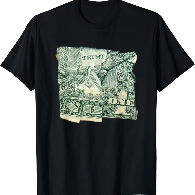 Men's Cotton "Trust No 1 Dollar" Print Short-Sleeve Round Neck Casual T-Shirt - Streetwear Mens Clothing Top with Secret Ink, Warm-Up Reveal, Mood-Shift Graphic